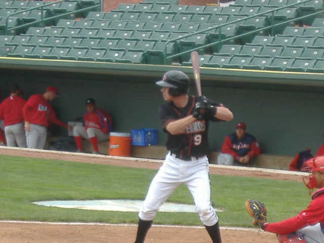 Matt Tucker at the plate in an April game against the Lakewood BlueClaws.
